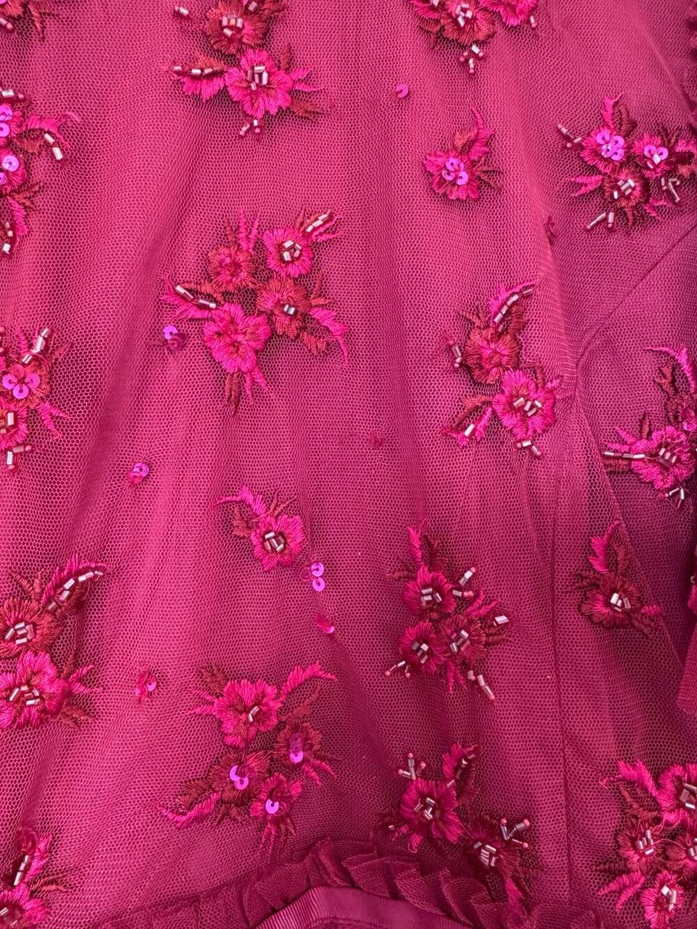 Ivy City Co Anastasia Tulle Embellished Dress Red Burgundy Holiday Size S - Picture 7 of 9